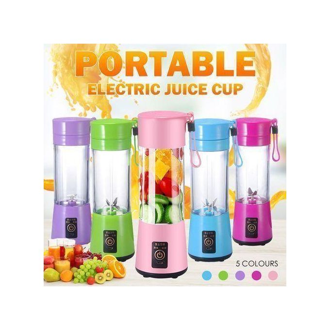 Portable Rechargable Usb Mini Blender Juicer 380ml -Multicolor